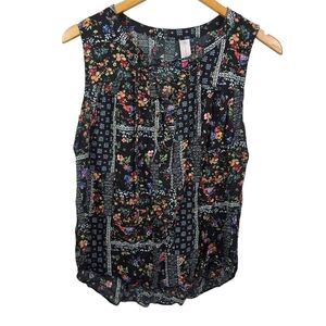 No Boundaries Sleeveless Floral Geometric Print Blouse Top M 7/9